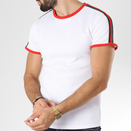 Aarhon - Tee Shirt 206 Avec Bandes Blanc Rouge