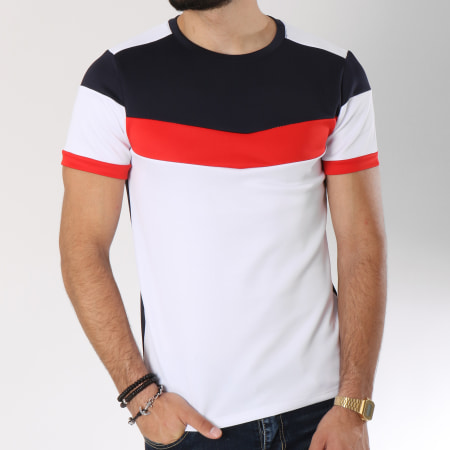 Aarhon - Tee Shirt 205 Avec Bande Blanc Rouge Bleu Marine