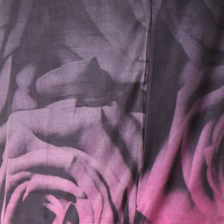 Sinners Attire - Tee Shirt Oversize Bandes Brodées Suédine Rose Dip Dye 582 Noir Rose Floral