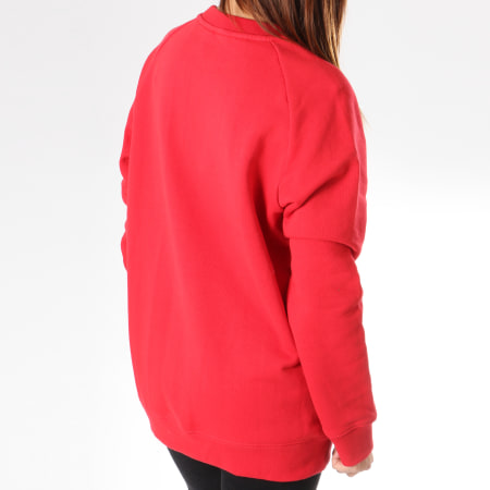 Adidas Originals - Sweat Oversize Femme Trefoil DH3140 Rouge Blanc