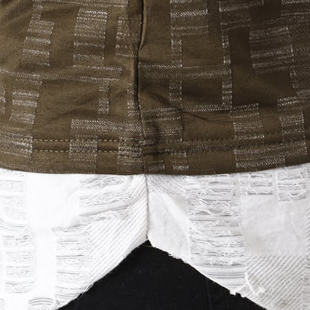 Classic Series - Tee Shirt Oversize Avec Poche YL-11 Vert Kaki Blanc