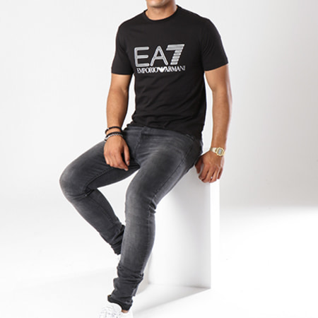 EA7 Emporio Armani - Tee Shirt 6ZPT23-PJM9Z Noir Gris Argenté