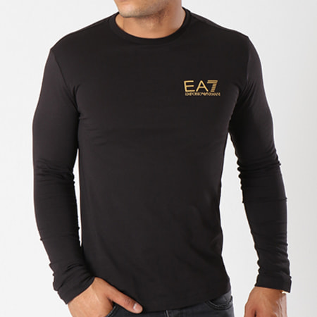 EA7 Emporio Armani - Tee Shirt Manches Longues 6ZPT54-PJ02Z Noir Doré