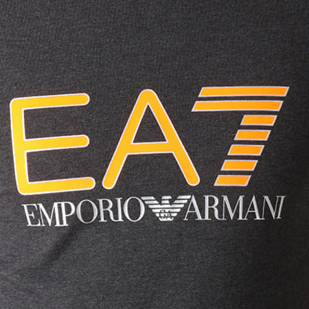 EA7 Emporio Armani - Tee Shirt 6ZPT62-PJ20Z Gris Anthracite Chiné Orange Fluo