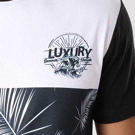 Luxury Lovers - Tee Shirt Summer Palm Tricolore Rose Noir Blanc