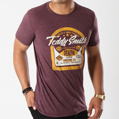 Teddy Smith - Tee Shirt Tengo Prune Chiné