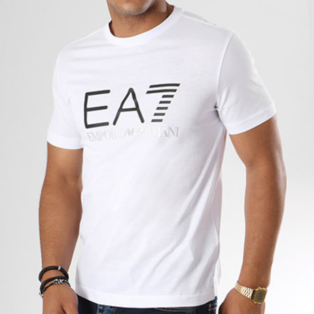 EA7 Emporio Armani - Tee Shirt 6ZPT23-PJM9Z Blanc Noir Argenté