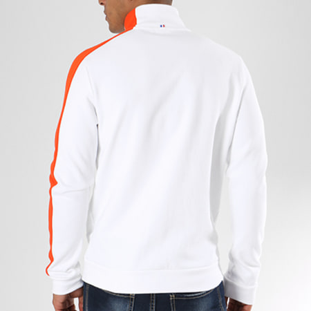Le Coq Sportif - Veste Zippée Avec Bande Ess Saison 1820043 Blanc Orange