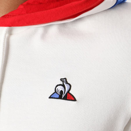 Le Coq Sportif - Tee Shirt Capuche Tricolore N1 1820056 Ecru Bleu Blanc Rouge