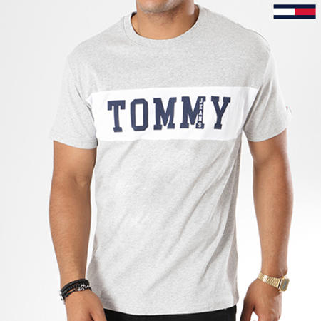 Tommy Hilfiger - Tee Shirt Panel Logo 4534 Gris Chiné