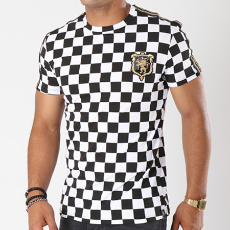 Uniplay - Tee Shirt Avec Bandes Et Patch UY224 Blanc Noir