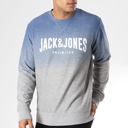 Jack And Jones - Sweat Crewneck Unlimited Bleu Marine Dégradé Gris