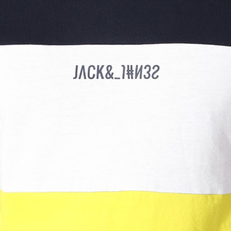 Jack And Jones - Tee Shirt Tellers Jaune Blanc Bleu Marine