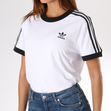 Adidas Originals - Tee Shirt Femme 3 Stripes DH3188 Blanc