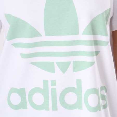 Adidas Originals - Tee Shirt Oversize Femme Big Trefoil DH4428 Blanc Vert