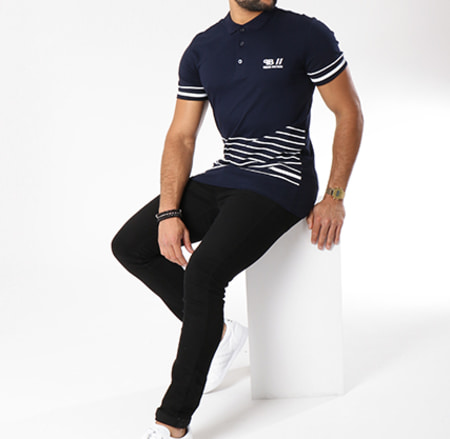 Paname Brothers - Polo Manches Courtes M59 Bleu Marine Blanc