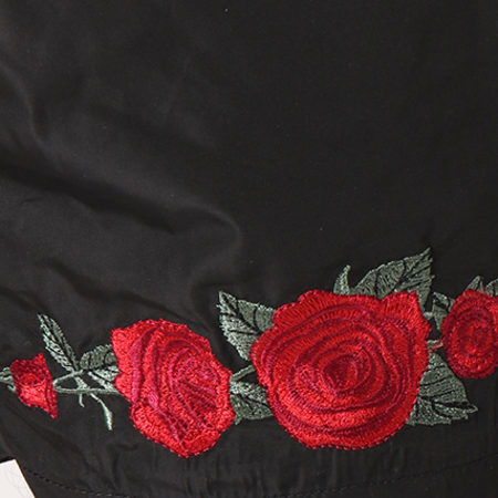 Good For Nothing - Short De Bain Bande Brodée Rose Noir Floral