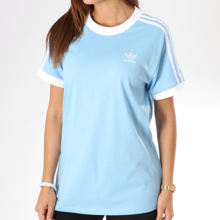 Adidas Originals - Tee Shirt Femme 3 Stripes DH3146 Bleu Clair