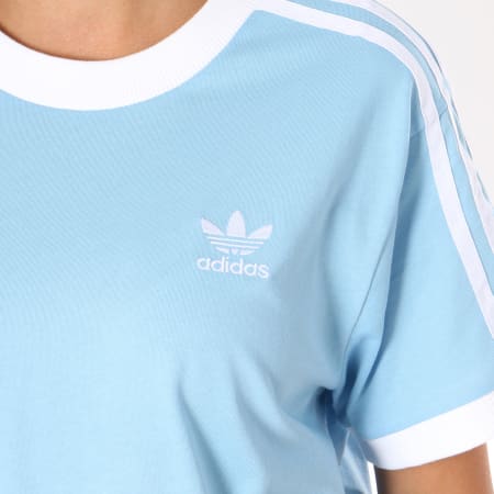 Adidas Originals - Tee Shirt Femme 3 Stripes DH3146 Bleu Clair