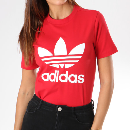Adidas Originals - Tee Shirt Femme Trefoil DH3172 Rouge