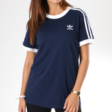 adidas - Tee Shirt Femme 3 Stripes DH4423 Bleu Marine ...