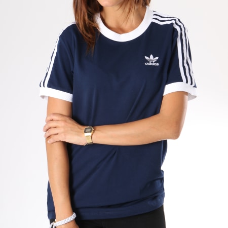 Adidas Originals - Tee Shirt Femme 3 Stripes DH4423 Bleu Marine