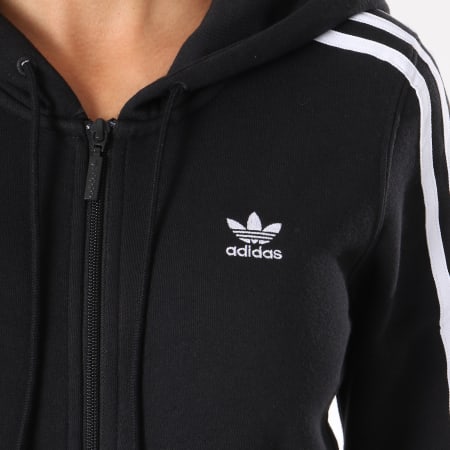 Adidas Originals - Sweat Zippé Capuche Femme 3 Stripes DN8151 Noir