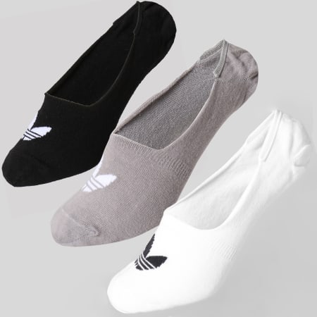 Adidas Originals - Lot De 3 Paires De Chaussettes Invisibles Show CV592 Noir Gris Blanc