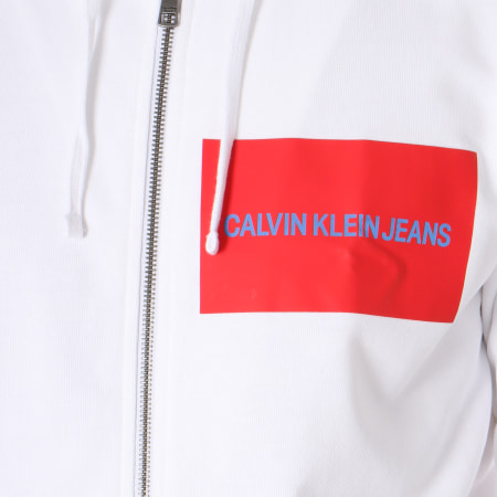 Calvin Klein - Sweat Zippé Capuche Institutional Logo Zip 7760 Blanc