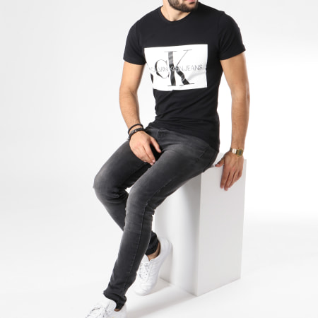 Calvin Klein - Tee Shirt Monogram Box Logo 7843 Noir Blanc