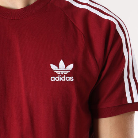 Adidas Originals - Tee Shirt Bandes Brodées 3 Stripes DH5810 Bordeaux Blanc