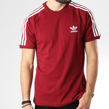 Adidas Originals - Tee Shirt Bandes Brodées 3 Stripes DH5810 Bordeaux Blanc