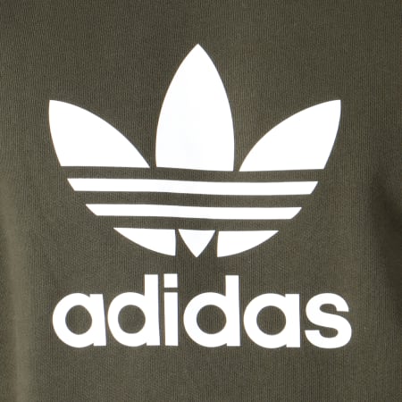 Adidas Originals - Sweat Crewneck Trefoil DM7834 Vert Kaki Blanc