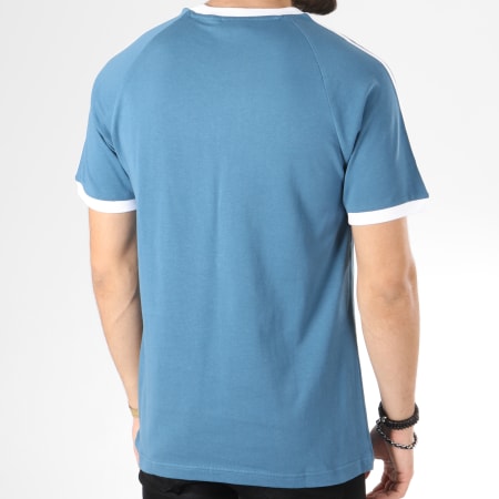Adidas Originals - Tee Shirt Bandes Brodées 3 Stripes DV2554 Bleu Clair Blanc