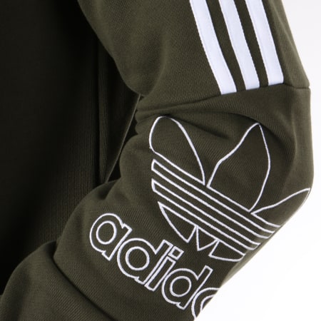 Adidas Originals - Sweat Capuche Bandes Brodées Outline DH5780 Vert Kaki Blanc