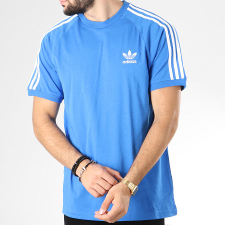 Adidas Originals - Tee Shirt Bandes Brodées 3 Stripes DH5805 Bleu Blanc