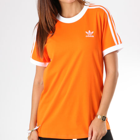 Adidas Originals - Tee Shirt Femme 3 Stripes DH3143 Orange