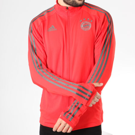 Adidas Sportswear - Veste Zippée Bandes Brodées FC Bayern Munchen CW7288 Rouge Gris Anthracite