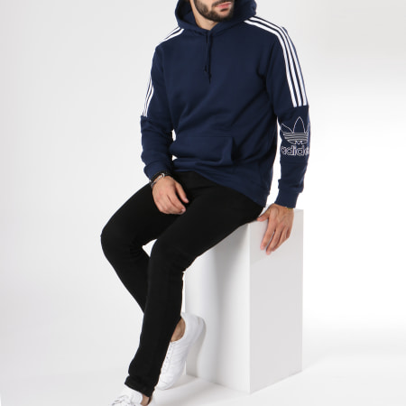 Adidas Originals - Sweat Capuche Bandes Brodées Outline DH5779 Bleu Marine Blanc