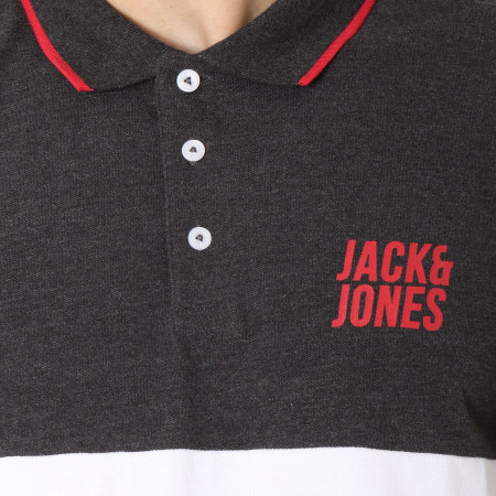 Jack And Jones - Polo Manches Courtes Passion Gris Anthracite Chiné
