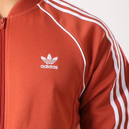 Adidas Originals - Veste Zippée Avec Bandes Brodées SST DH5823 Rouge Brique Blanc