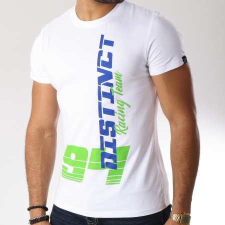 Distinct - Tee Shirt Racing Blanc Bleu Marine