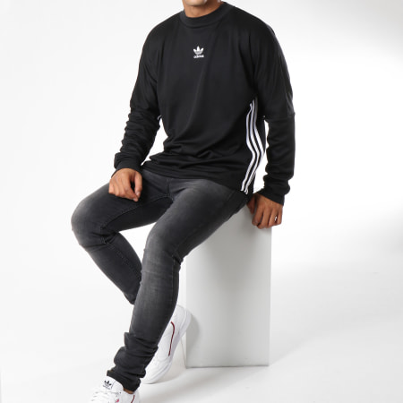 Adidas Originals - Tee Shirt De Sport Manches Longues Authentic 3 Stripes DJ2866 Noir Blanc