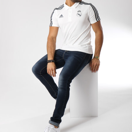Adidas Sportswear - Polo Manches Courtes De Sport Real Madrid CW8669 Blanc Noir