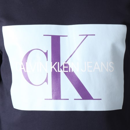 Calvin Klein - Sweat Capuche Monogram Box Logo 7745 Bleu Marine