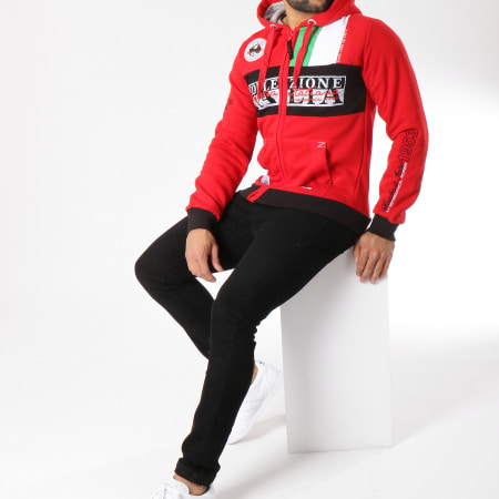 Geographical Norway - Sweat Zippé Capuche Flitaly Rouge