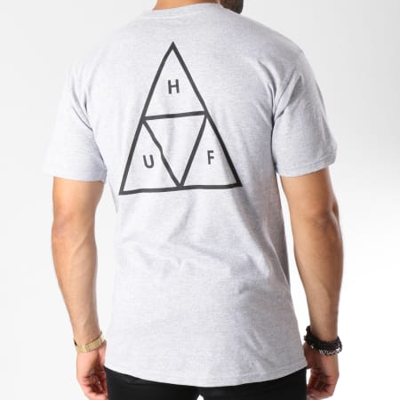 HUF - Tee Shirt Essential Triple Triangle Gris Chiné Noir