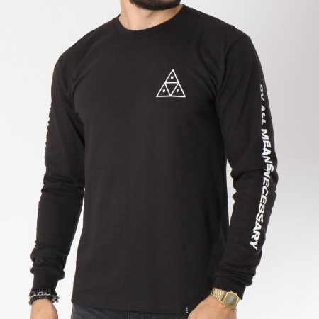 HUF - Tee Shirt Manches Longues Essentials Triple Triangle Noir
