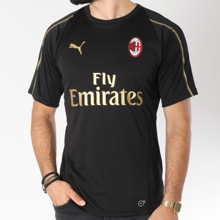 Puma - Tee Shirt De Sport AC Milan Training Jersey 754459 Noir Doré