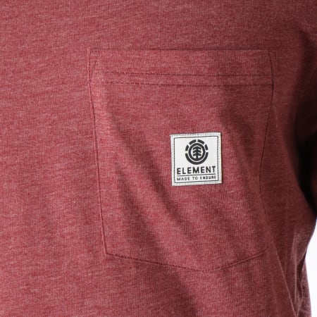 Element - Tee Shirt Poche Basic Pocket Label Bordeaux Chiné